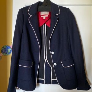 Banana Republic navy blazer with white piping & buttons
